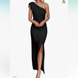 Brand New. One shoulder long formal ruched bodycon,slit maxi.